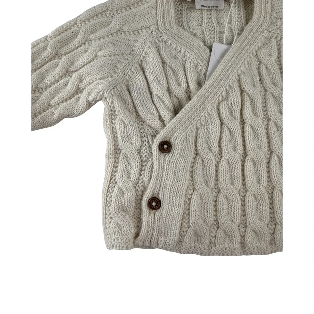 NWT Bonpoint Jalina Cable Knit‎ Wrap Set Ivory Milk White 6M Luxury Baby Outfit